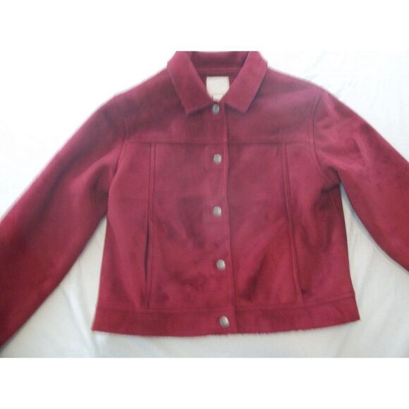 J. Jill Peacoat Women Sz M Burgandy 5 Button Everyday Unique Boho Winterwear - Picture 2 of 7